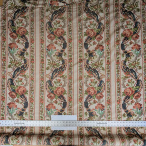 PXL_20250529_212351613 Scalamandre Tassinari & Chatel Stanislas Bordure Fond Creme Pink Blue Green Cream White Silk Floral Scroll Stripe MSRP USD 2968/y