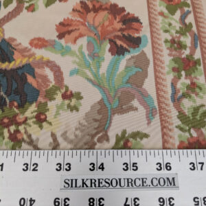 PXL_20250529_212543048 Scalamandre Tassinari & Chatel Stanislas Bordure Fond Creme Pink Blue Green Cream White Silk Floral Scroll Stripe MSRP USD 2968/y