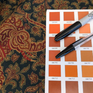 Scalamandre Grey Watkins Elephanta With Border Indian Midnight Green Brown Deep Blue Cotton Elephant Animals MSRP USD 276/y