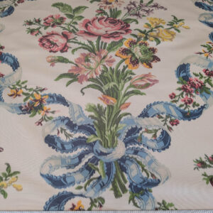 PXL_20250529_215134925 Scalamandre Tassinari & Chatel  Adelaide Silk Warp Print Font Creme Beige Cream Blue Pink Floral Diamond Chateau of Versailles MSRP USD 2800+y