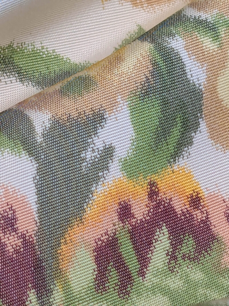 PXL_20250529_215156005 Scalamandre Tassinari & Chatel  Adelaide Silk Warp Print Font Creme Beige Cream Blue Pink Floral Diamond Chateau of Versailles MSRP USD 2800+y