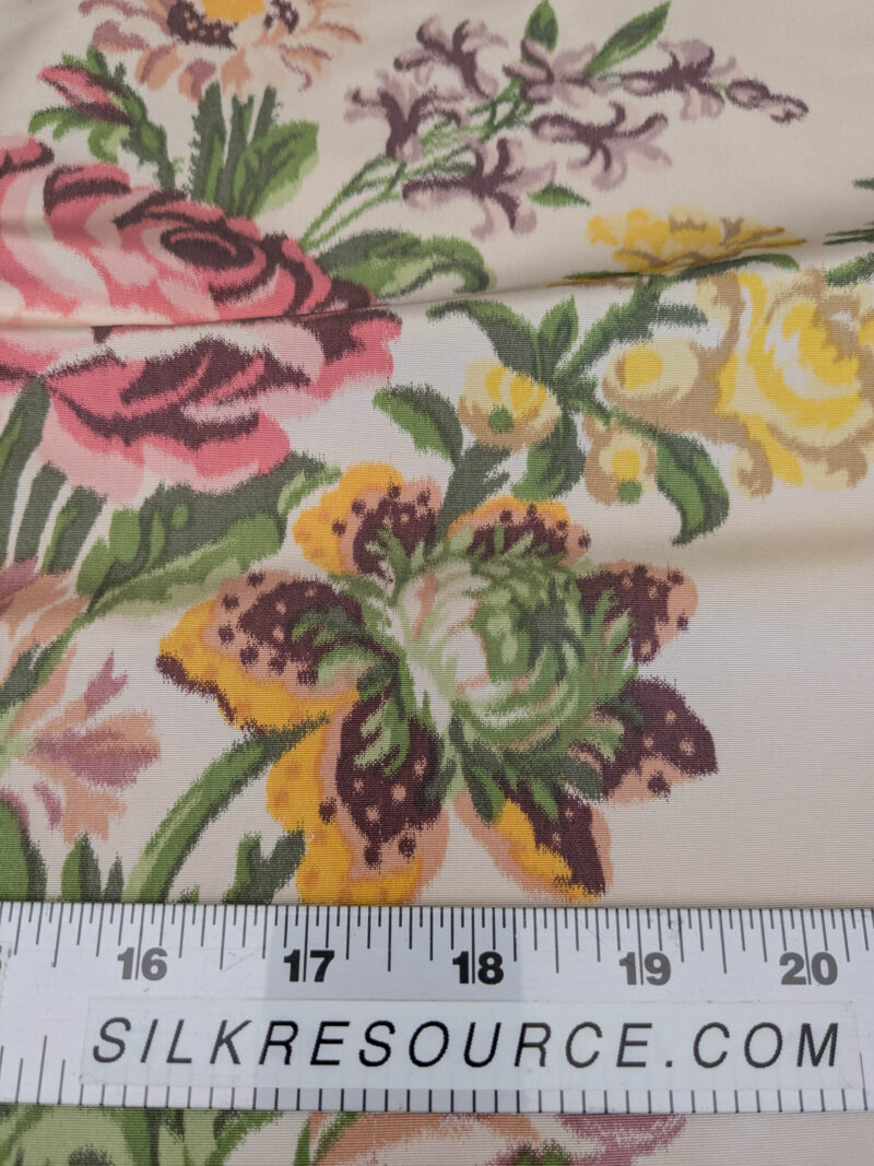 PXL_20250529_215424787 Scalamandre Tassinari & Chatel  Adelaide Silk Warp Print Font Creme Beige Cream Blue Pink Floral Diamond Chateau of Versailles MSRP USD 2800+y