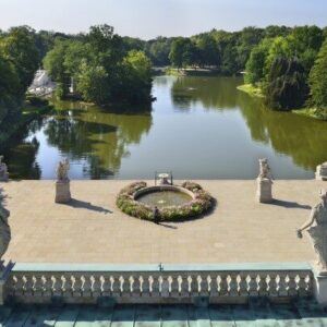 WARSAW PALACE ON THE ISLE Scalamandre Chopin Stripe Reseda Green Bay Grey Green Silk Cotton MSRP USD 240/Yard