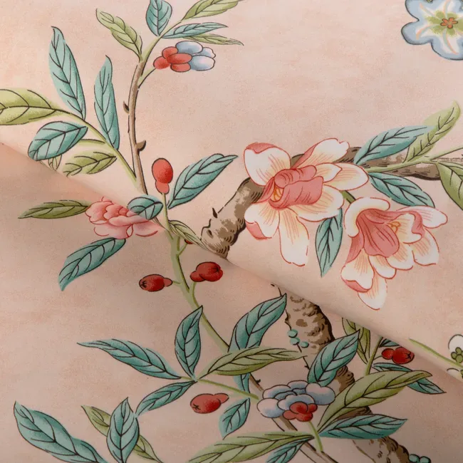 8024106_73_3 Special Order Brunschwig & Fils Kanchou Print - Blush Pink Cotton Bird Botanical Floral MSRP USD 336/y
