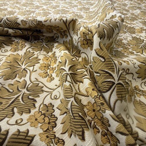 IMG_1939 Scalamandre Titley and Marr Standen Gold Grape Leaves Cotton Print Foliage Vineyard Chintz Traditional French Country Sunny MSRP 0+