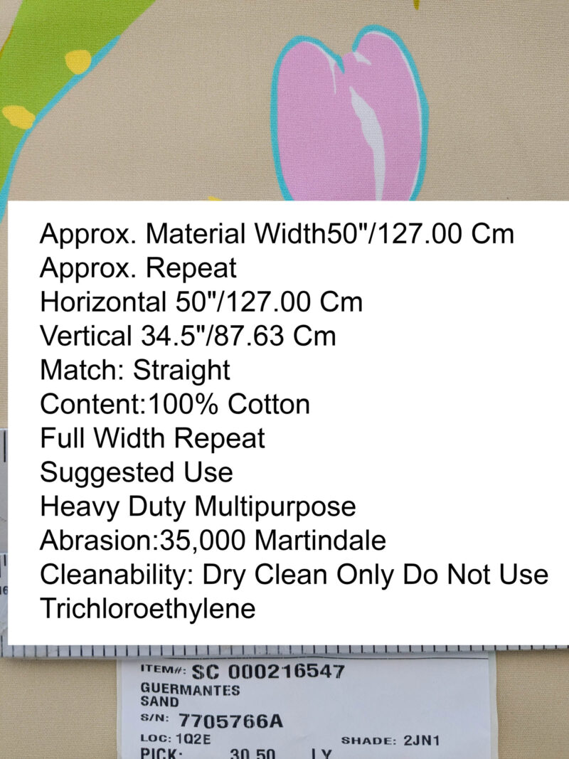 By yard Scalamandre Guermantes Sand Beige Modern Tulip Daffodil Blossom Wild Flower Cotton Satin Fine Art Print Heavy Duty