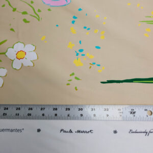 By yard Scalamandre Guermantes Sand Beige Modern Tulip Daffodil Blossom Wild Flower Cotton Satin Fine Art Print Heavy Duty