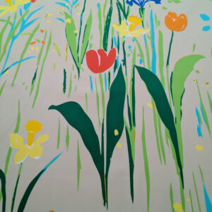 By yard Scalamandre Guermantes Sand Beige Modern Tulip Daffodil Blossom Wild Flower Cotton Satin Fine Art Print Heavy Duty