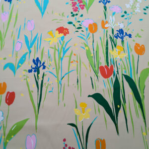 By yard Scalamandre Guermantes Sand Beige Modern Tulip Daffodil Blossom Wild Flower Cotton Satin Fine Art Print Heavy Duty