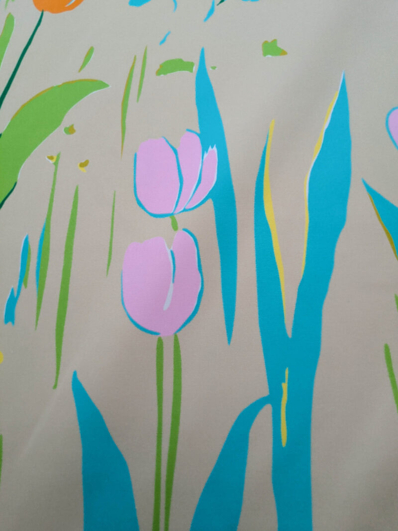 By yard Scalamandre Guermantes Sand Beige Modern Tulip Daffodil Blossom Wild Flower Cotton Satin Fine Art Print Heavy Duty