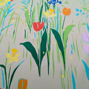 By yard Scalamandre Guermantes Sand Beige Modern Tulip Daffodil Blossom Wild Flower Cotton Satin Fine Art Print Heavy Duty