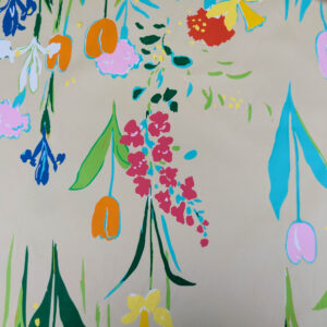 By yard Scalamandre Guermantes Sand Beige Modern Tulip Daffodil Blossom Wild Flower Cotton Satin Fine Art Print Heavy Duty