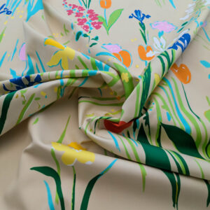 By yard Scalamandre Guermantes Sand Beige Modern Tulip Daffodil Blossom Wild Flower Cotton Satin Fine Art Print Heavy Duty