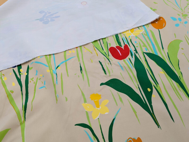 By yard Scalamandre Guermantes Sand Beige Modern Tulip Daffodil Blossom Wild Flower Cotton Satin Fine Art Print Heavy Duty