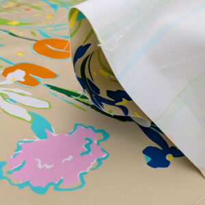 By yard Scalamandre Guermantes Sand Beige Modern Tulip Daffodil Blossom Wild Flower Cotton Satin Fine Art Print Heavy Duty