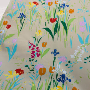 By yard Scalamandre Guermantes Sand Beige Modern Tulip Daffodil Blossom Wild Flower Cotton Satin Fine Art Print Heavy Duty