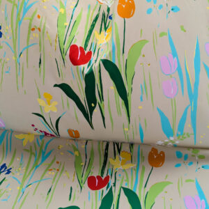 By yard Scalamandre Guermantes Sand Beige Modern Tulip Daffodil Blossom Wild Flower Cotton Satin Fine Art Print Heavy Duty