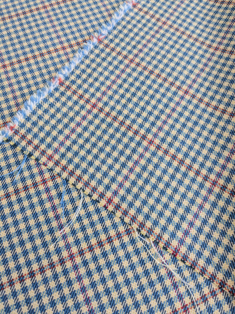 PXL_20250625_170909737 Scalamandre Glen Morar Tweed Scotland Multi Wool Plaid Check Blue Beige Red Small Scale MSRP USD260/y