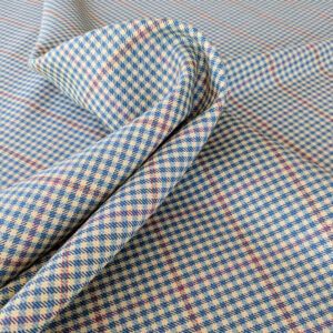 PXL_20250625_170947916 Scalamandre Glen Morar Tweed Scotland Multi Wool Plaid Check Blue Beige Red Small Scale MSRP USD260/y