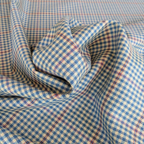 Scalamandre Glen Morar Tweed Scotland Multi Wool Plaid Check Blue Beige Red Small Scale MSRP USD260/y