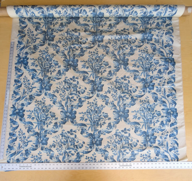 Scalamandre Tassinari & Chatel Lamballe Silk Warp Print Bleu Blue White Silk Floral Print Historical Circa 1778 MSRP USD 2022/yard