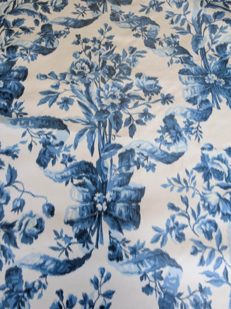 Scalamandre Tassinari & Chatel Lamballe Silk Warp Print Bleu Blue White Silk Floral Print Historical Circa 1778 MSRP USD 2022/yard