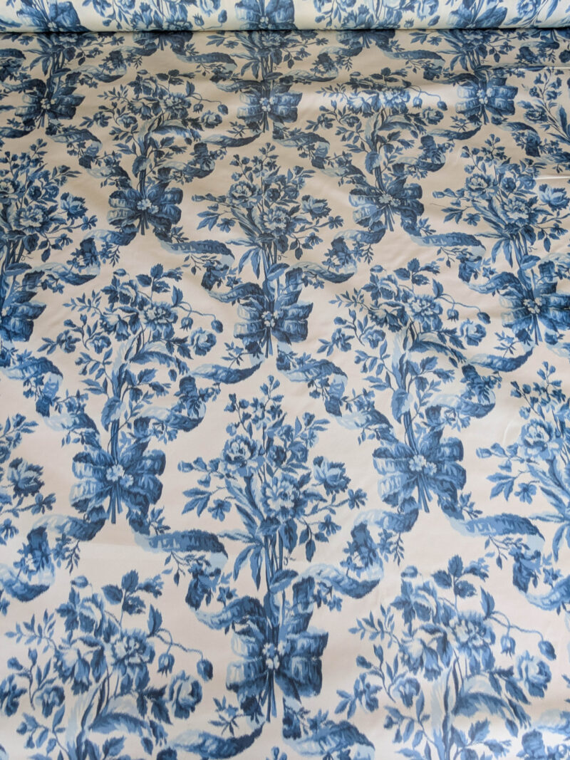 Scalamandre Tassinari & Chatel Lamballe Silk Warp Print Bleu Blue White Silk Floral Print Historical Circa 1778 MSRP USD 2022/yard