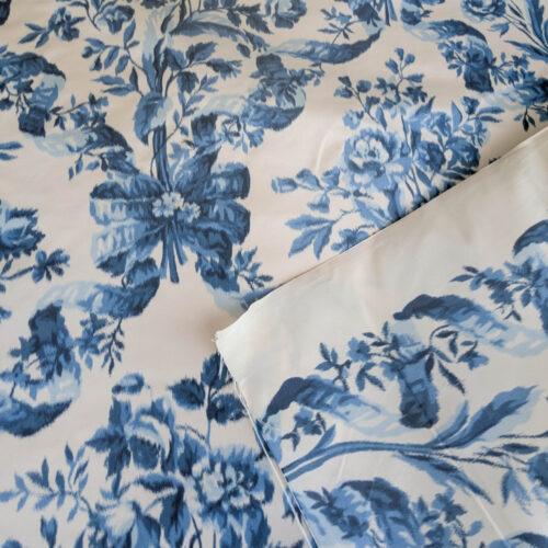 PXL_20250625_172355549 Scalamandre Tassinari & Chatel Lamballe Silk Warp Print Bleu Blue White Silk Floral Print Historical Circa 1778 MSRP USD 2022/yard