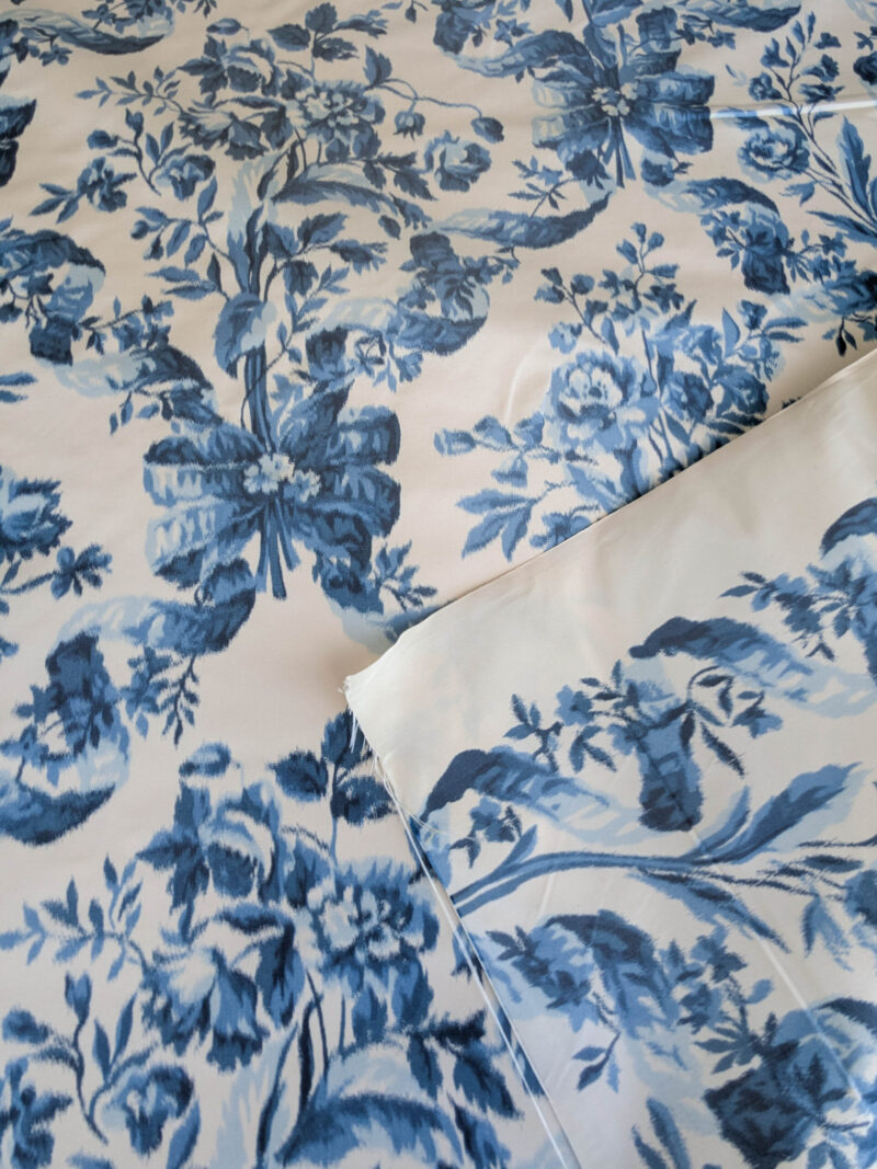 Scalamandre Tassinari & Chatel Lamballe Silk Warp Print Bleu Blue White Silk Floral Print Historical Circa 1778 MSRP USD 2022/yard