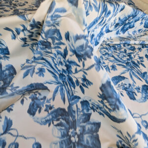 Scalamandre Tassinari & Chatel Lamballe Silk Warp Print Bleu Blue White Silk Floral Print Historical Circa 1778 MSRP USD 2022/yard