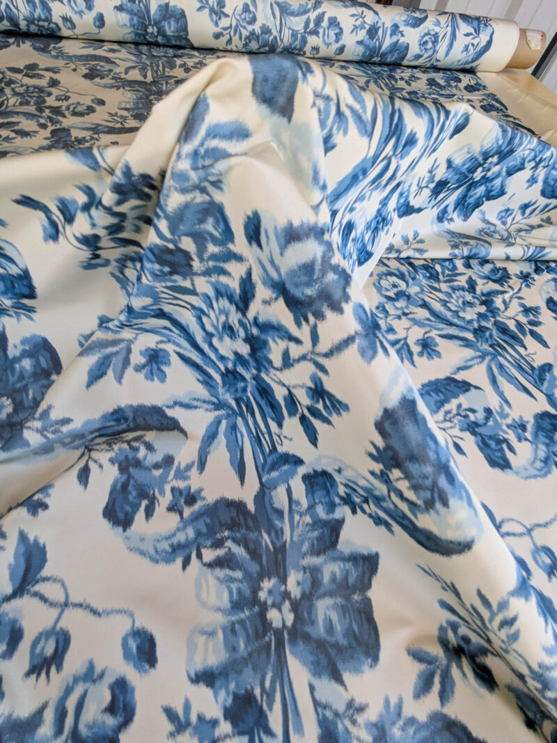 Scalamandre Tassinari & Chatel Lamballe Silk Warp Print Bleu Blue White Silk Floral Print Historical Circa 1778 MSRP USD 2022/yard