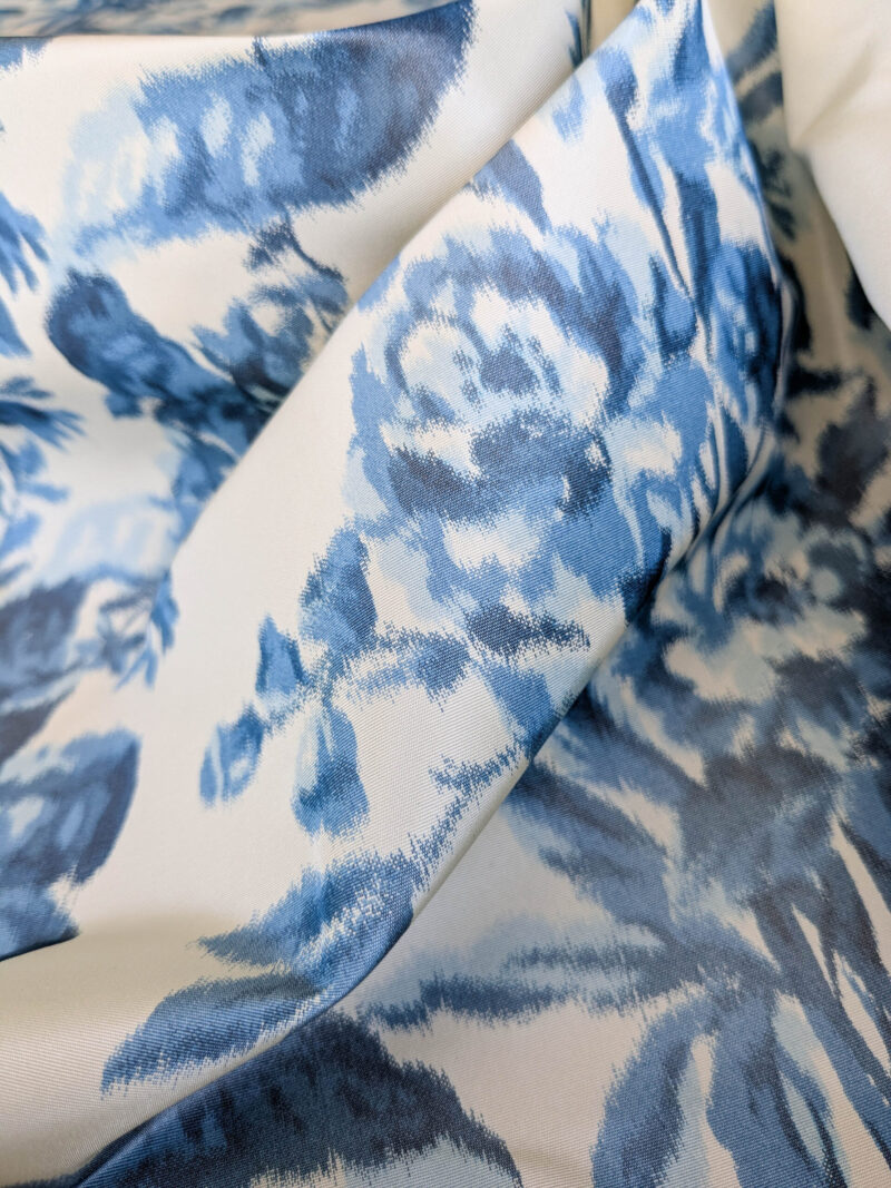 Scalamandre Tassinari & Chatel Lamballe Silk Warp Print Bleu Blue White Silk Floral Print Historical Circa 1778 MSRP USD 2022/yard