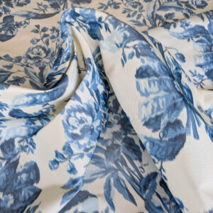 Scalamandre Tassinari & Chatel Lamballe Silk Warp Print Bleu Blue White Silk Floral Print Historical Circa 1778 MSRP USD 2022/yard