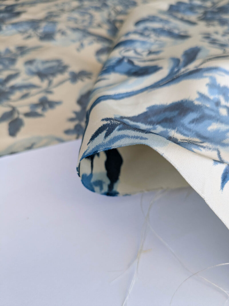 Scalamandre Tassinari & Chatel Lamballe Silk Warp Print Bleu Blue White Silk Floral Print Historical Circa 1778 MSRP USD 2022/yard