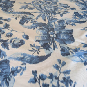 Scalamandre Tassinari & Chatel Lamballe Silk Warp Print Bleu Blue White Silk Floral Print Historical Circa 1778 MSRP USD 2022/yard