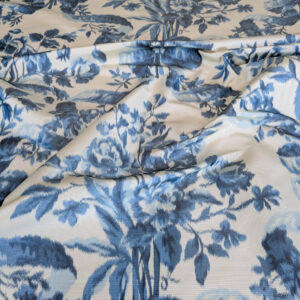 Scalamandre Tassinari & Chatel Lamballe Silk Warp Print Bleu Blue White Silk Floral Print Historical Circa 1778 MSRP USD 2022/yard