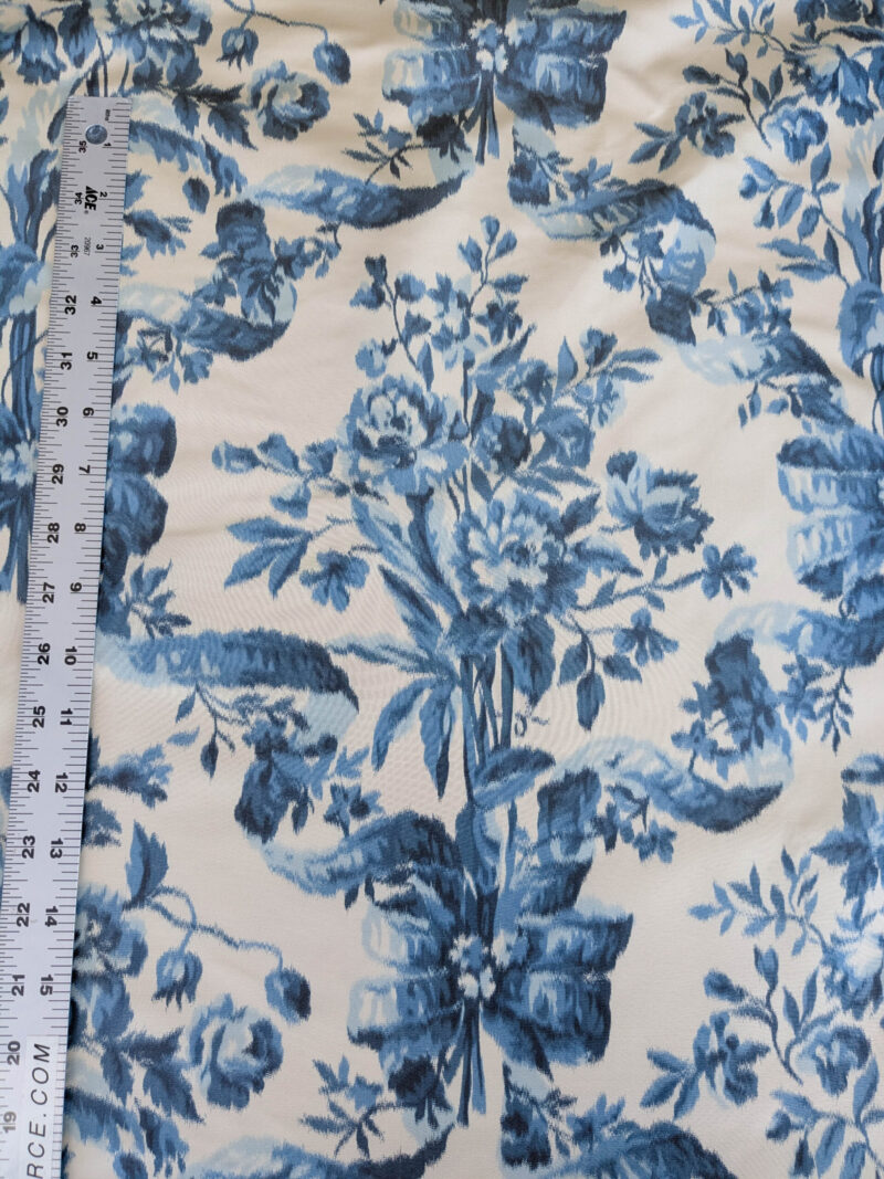 Scalamandre Tassinari & Chatel Lamballe Silk Warp Print Bleu Blue White Silk Floral Print Historical Circa 1778 MSRP USD 2022/yard