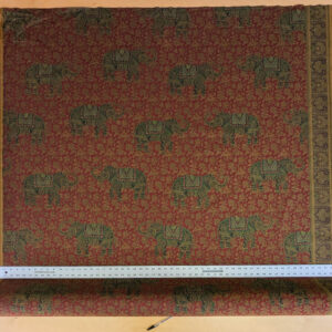PXL_20250625_180411983 Scalamandre Elephanta With Border Garnet Red Brown Green Cotton Print Elephant Animals MSRP USD 276/y