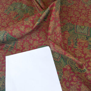 PXL_20250625_180841936 Scalamandre Elephanta With Border Garnet Red Brown Green Cotton Print Elephant Animals MSRP USD 276/y