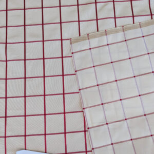 Scalamandre Louis Check Red on Creme Cream Beige Cotton Viscose Cotton Windowpane Plaid Check MSRP USD 176/y