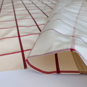 Scalamandre Louis Check Red on Creme Cream Beige Cotton Viscose Cotton Windowpane Plaid Check MSRP USD 176/y