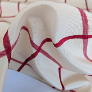 Scalamandre Louis Check Red on Creme Cream Beige Cotton Viscose Cotton Windowpane Plaid Check MSRP USD 176/y