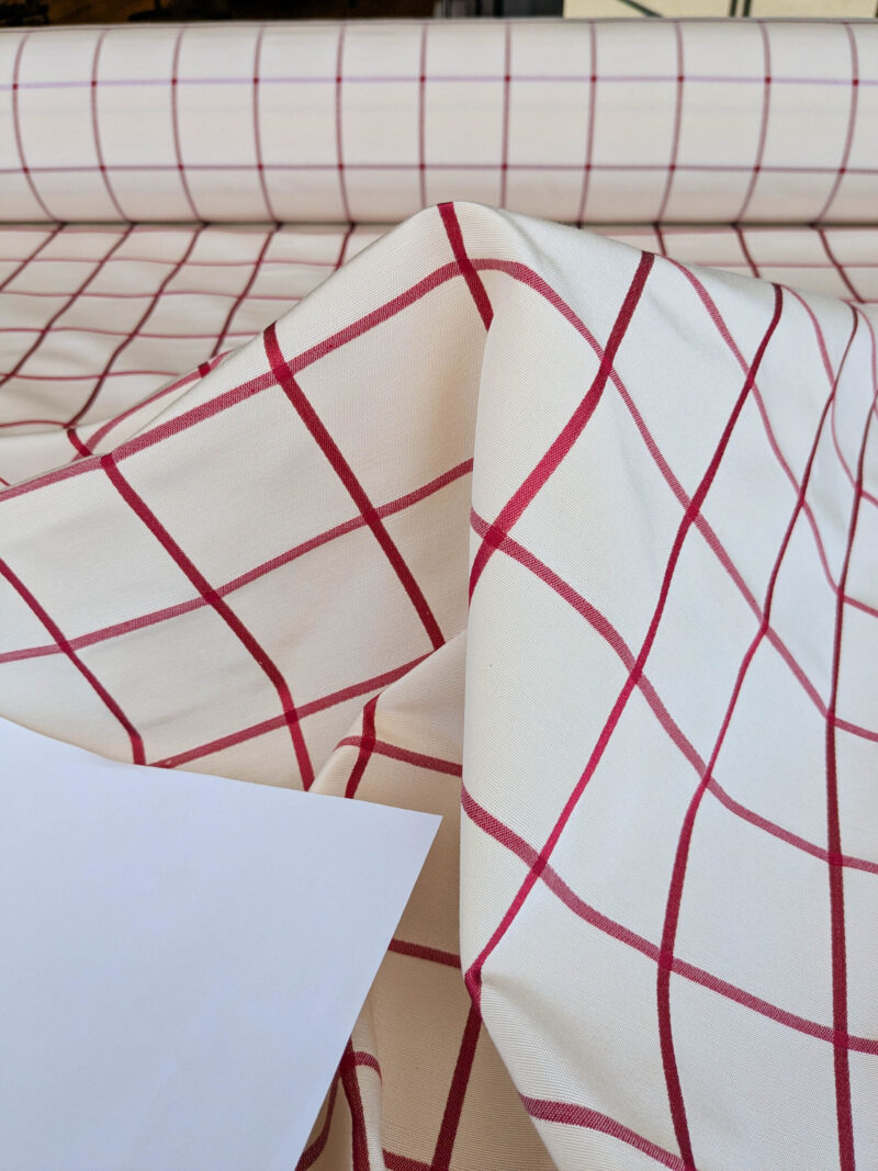 Scalamandre Louis Check Red on Creme Cream Beige Cotton Viscose Cotton Windowpane Plaid Check MSRP USD 176/y