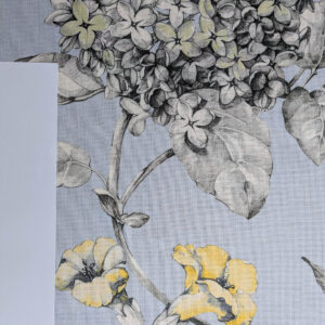 PXL_20250626_182059733 Scalamandre Merrimon in Light Blue Print Silky Linen Fragrant Summer lilac trumpet flower or jimsonweed MSRP USD 346/y