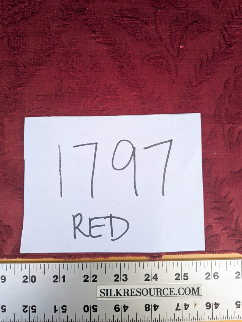 PXL_20250813_183347800 By yard Walled Garden Linen Velvet Gauffrage Rose Peony Lily Tulip Renaissance Embossed Velvet Indian Red MSRP USD 898/Y