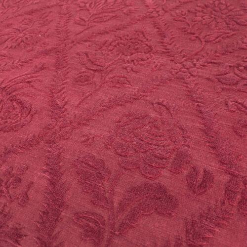 PXL_20250813_183802420 By yard Walled Garden Linen Velvet Gauffrage Rose Peony Lily Tulip Renaissance Embossed Velvet Indian Red MSRP USD 898/Y