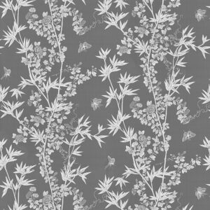 SC_000516608_SCH Scalamandre Jardin de Chine Print Espresso Brown White Cotton Bird Animal Botanical Foliage Chinoiserie Floral Bamboo Butterfly MSRP USD 388/y