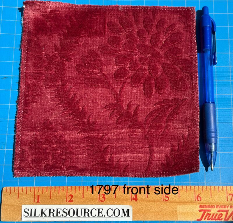 img_1476-1 By yard Walled Garden Linen Velvet Gauffrage Rose Peony Lily Tulip Renaissance Embossed Velvet Indian Red MSRP USD 898/Y