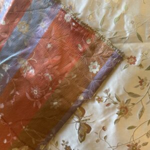 img_1750-1 Butterfly Lovers Chinoiserie Garden 100% Silk Lampas Pink Blue Green over Gold Almond MSRP USD424/yard