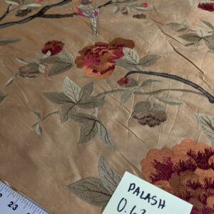 1000021385 0.63Y Scalamandre Palash Embroidery Parrot Bird Flower Tree of Life Palampore Tree Peony Red Gold Chinoiserie MSRP USD 332/yard